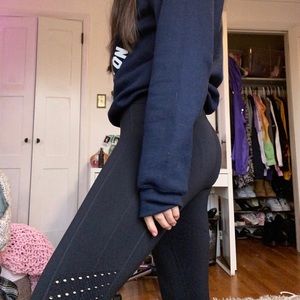 Plain Black Detailed Fabletics Leggings